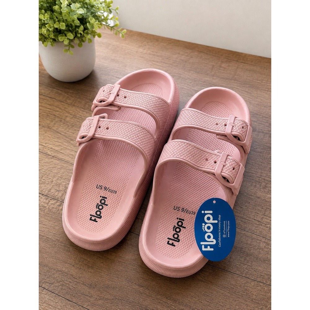 Floopi Womens Pink Cloud Slides Double Buckle Adjustable Sandals Size 9 EU 40